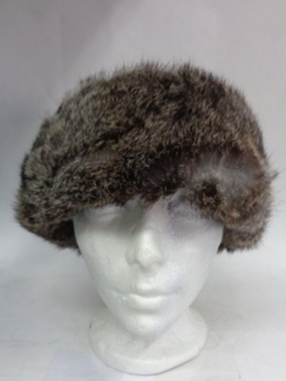 EXCELLENT RABBIT FUR & BROWN LEATHER HAT CAP MEN MAN SIZE ALL